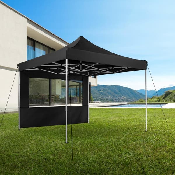 Easy up pavillon Olivia 3x3 m med 2 sidestykker - sort