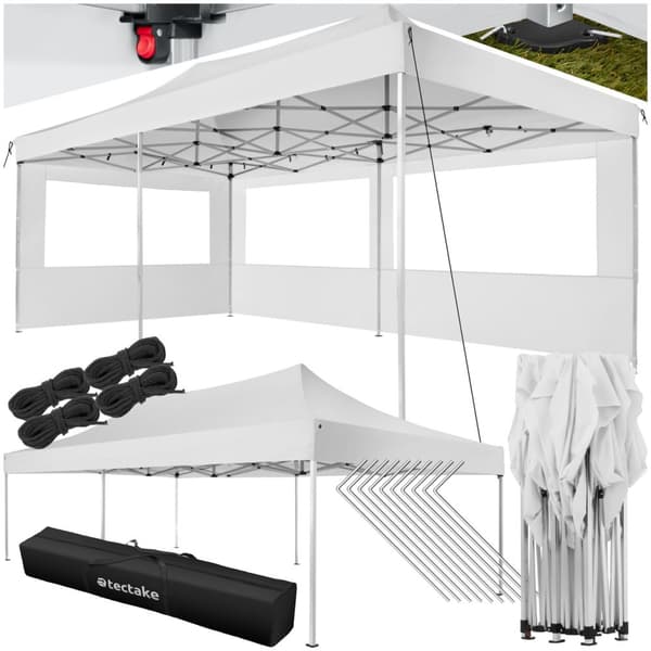 Easy up pavillon Viola 3x6 m med 2 sidestykker - hvid