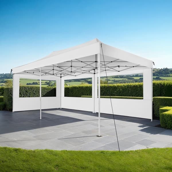 Easy up pavillon Viola 3x6 m med 4 sidestykker - hvid