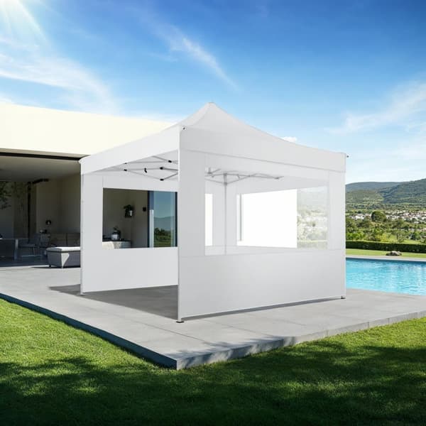 Easy up pavillon Olivia 3x3 m med 4 sidestykker - hvid