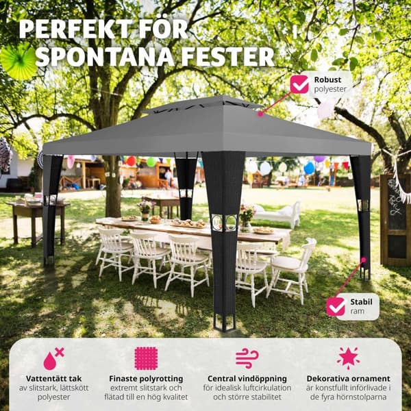 Paviljong i konstrotting Mona 3x4m - svart/antracit