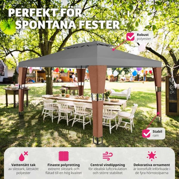 Paviljong i konstrotting Mona 3x4m - brun/antracit