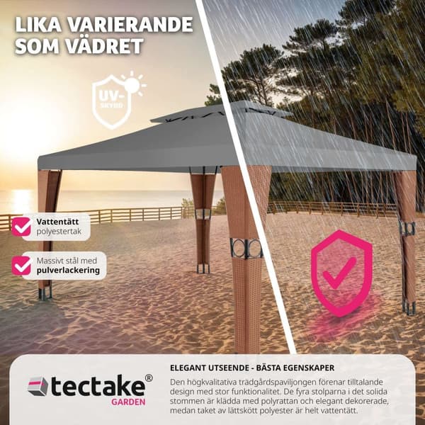 Paviljong i konstrotting Mona 3x4m - brun/antracit