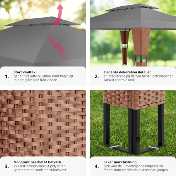Paviljong i konstrotting Mona 3x4m - brun/antracit