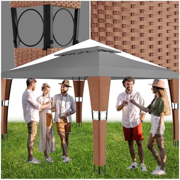 Havepavillon i polyrattan Mona 3x4m - brun/antracit