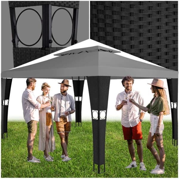 Havepavillon i polyrattan Mona 3x4m - sort/antracit