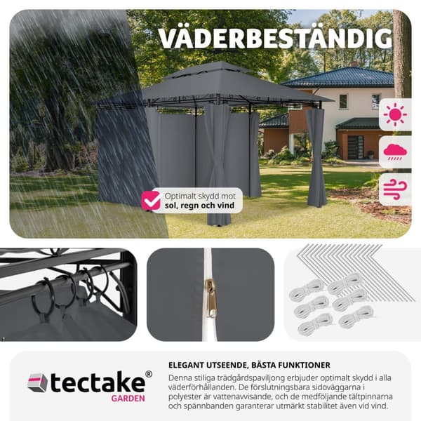 Lyx-trädgårdspaviljong Emine med 6 sidodelar - antracit