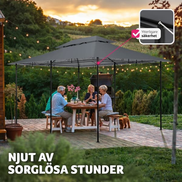 Lyx-trädgårdspaviljong Emine med 6 sidodelar - antracit