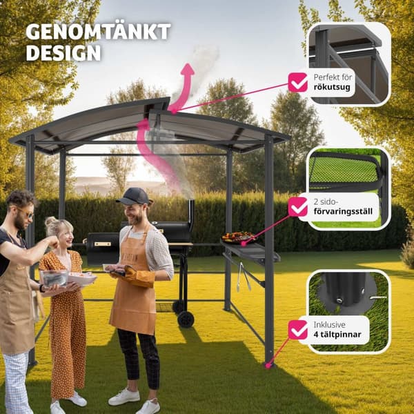 Grillpaviljong Asado 2,4x1,5x2,34m - grå