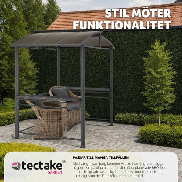 Grillpaviljong Asado 2,4x1,5x2,34m - grå