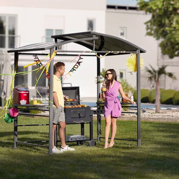 Grillpaviljong Asado 2,4x1,5x2,34m - grå