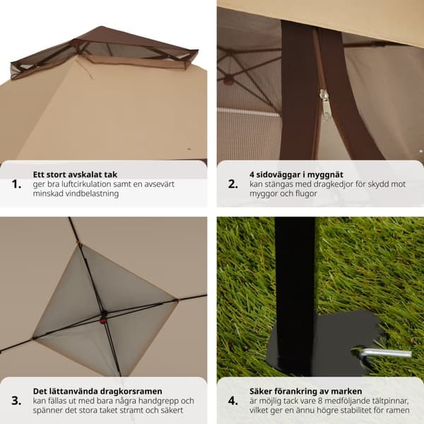 Paviljong Carabobo 3,64x3,64x2,94m - brun