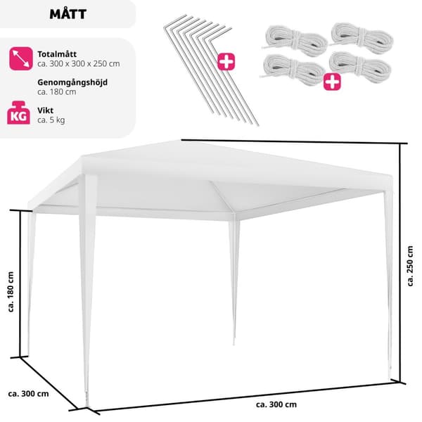 Paviljong Kara 3x3 m - vit