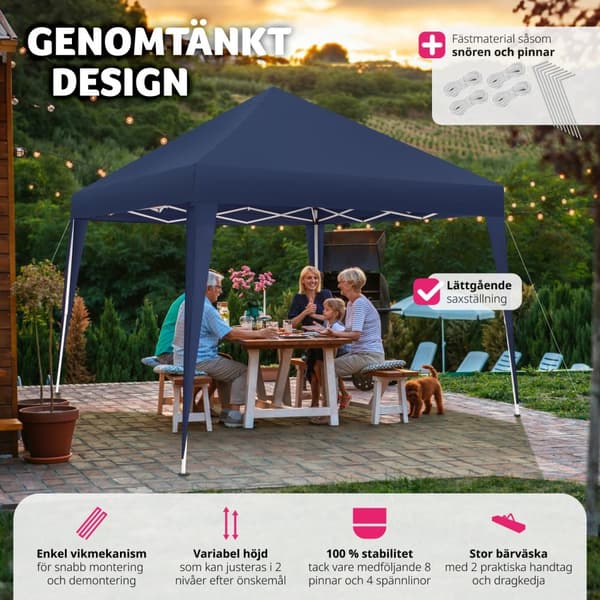 Hopfällbar Paviljong Linosa 3x3 m - blå