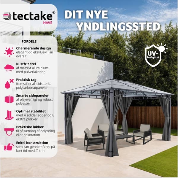 Pavillon Caracas, polycarbonat-tagplader - 3 x 4 m