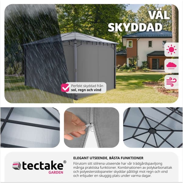 Trädgårdspaviljong Caracas, väderbeständig, takpaneler i polykarbonat - 3 x 4 m