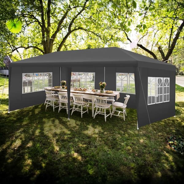 Paviljong Novara med 5 sidodelar 6x3m vattentät - grå