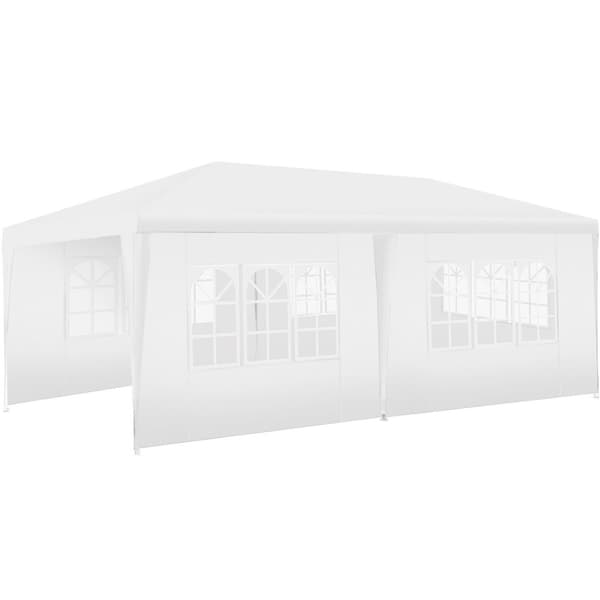 Havepavillon Novara med 5 sidepaneler, vandtæt, 6x3m - hvid