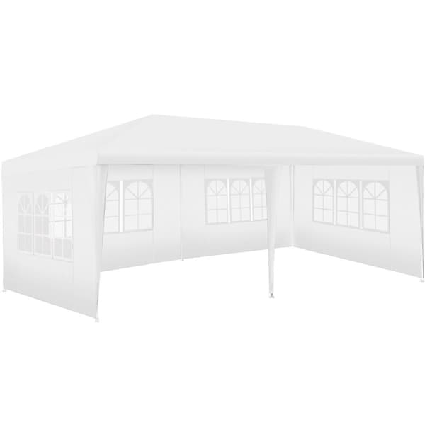 Havepavillon Novara med 5 sidepaneler, vandtæt, 6x3m - hvid