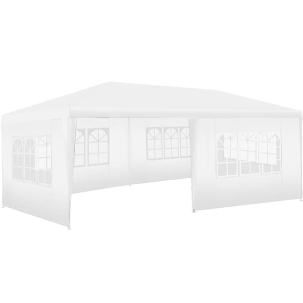 Havepavillon Novara med 5 sidepaneler, vandtæt, 6x3m - hvid