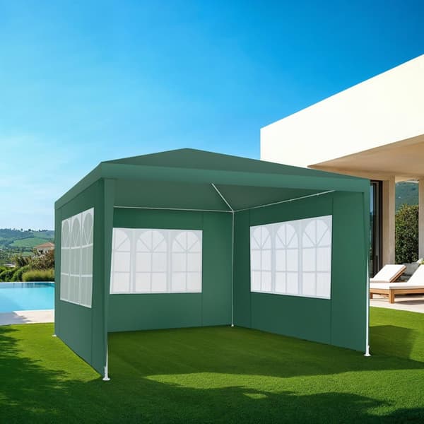 Havepavillon Barinas med 3 sidepaneler, vandtæt, 3x3m - grøn