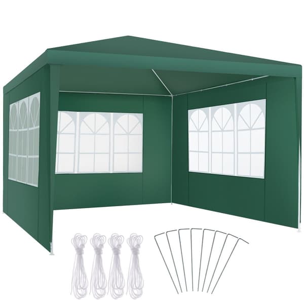 Havepavillon Barinas med 3 sidepaneler, vandtæt, 3x3m - grøn