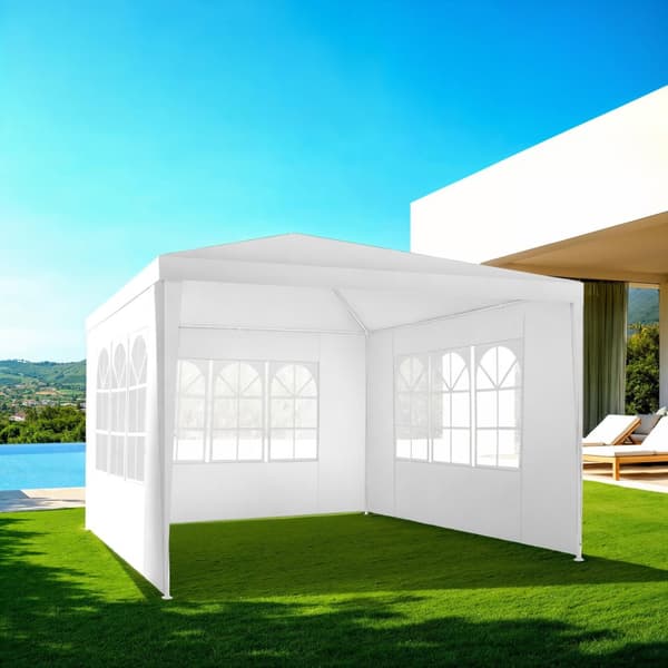 Havepavillon Barinas med 3 sidepaneler, vandtæt, 3x3m - hvid