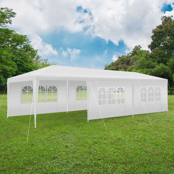 Pavillon Miramas med 8 sidepaneler, vandtæt, 9x3m - hvid