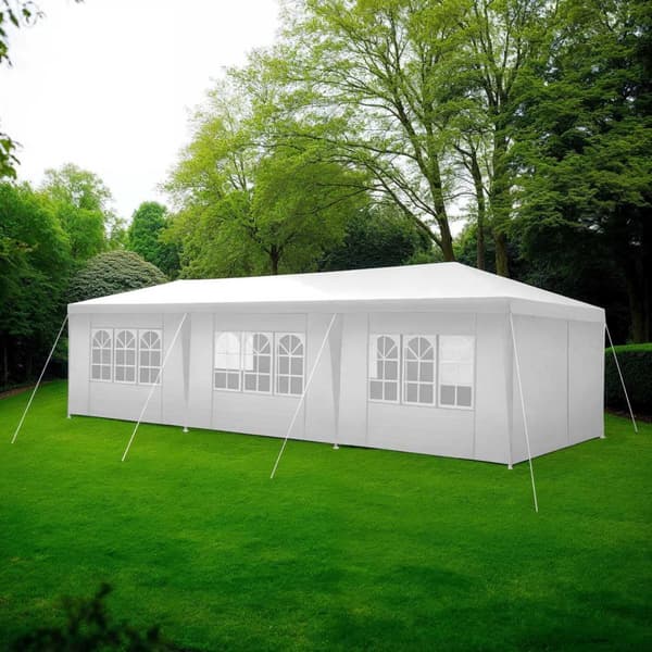 Pavillon Miramas med 8 sidepaneler, vandtæt, 9x3m - hvid