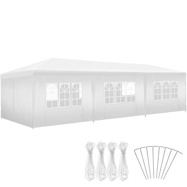 Pavillon Miramas med 8 sidepaneler, vandtæt, 9x3m - hvid