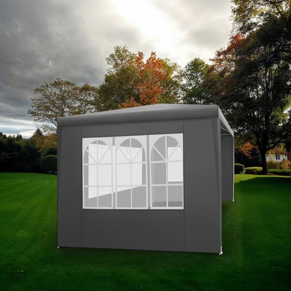 Havepavillon Barinas med 3 sidepaneler, vandtæt, 3x3m - grå