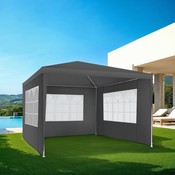 Havepavillon Barinas med 3 sidepaneler, vandtæt, 3x3m - grå