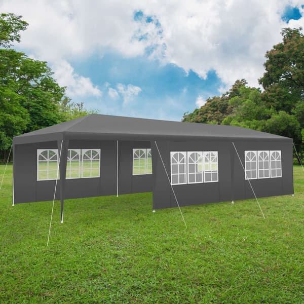 Pavillon Miramas med 8 sidepaneler, vandtæt, 9x3m - grå