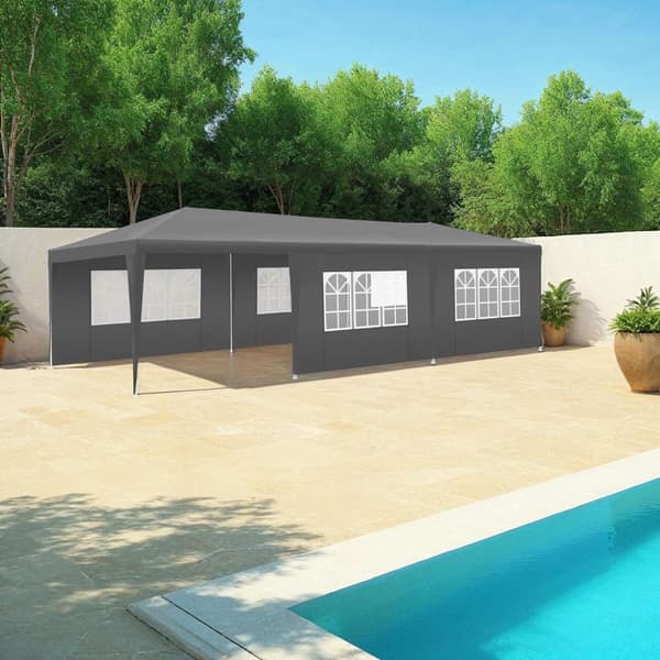 Pavillon Miramas med 8 sidepaneler, vandtæt, 9x3m - grå