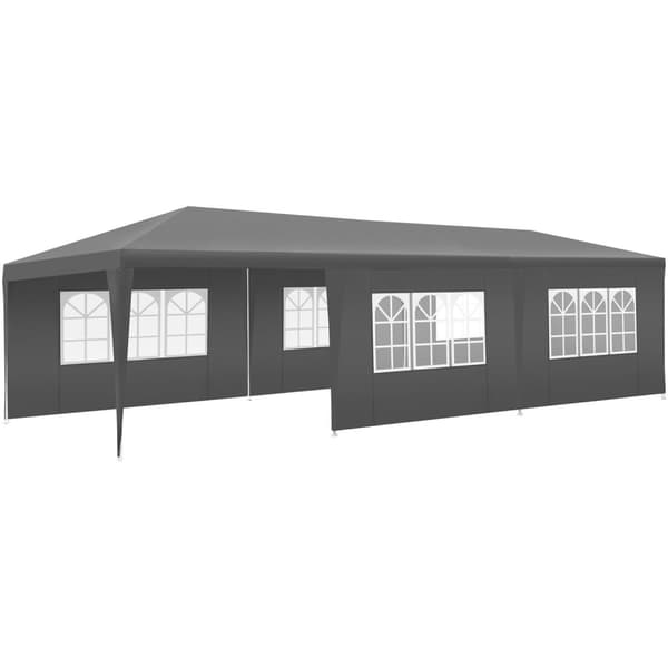Pavillon Miramas med 8 sidepaneler, vandtæt, 9x3m - grå