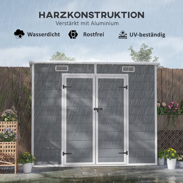 Metal Værktøjsskur, 2.4x1.3 m, Grå