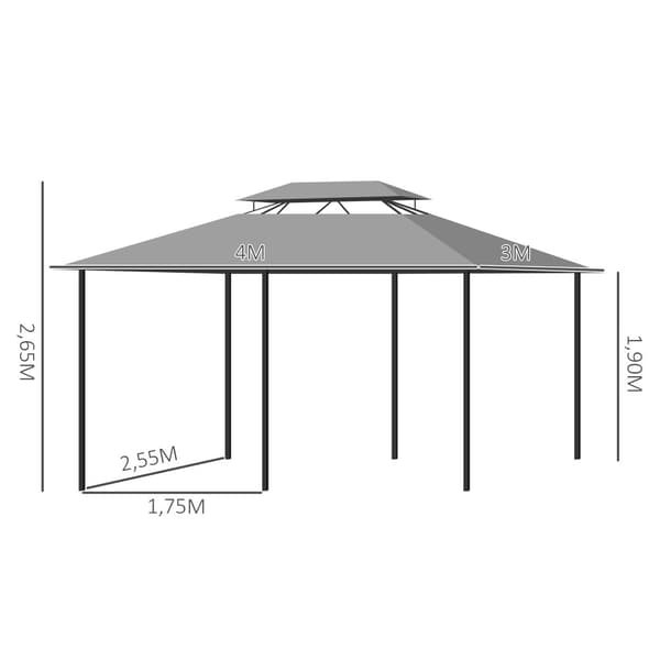 Pavillon, 300x400x265 cm, Mørkegrå