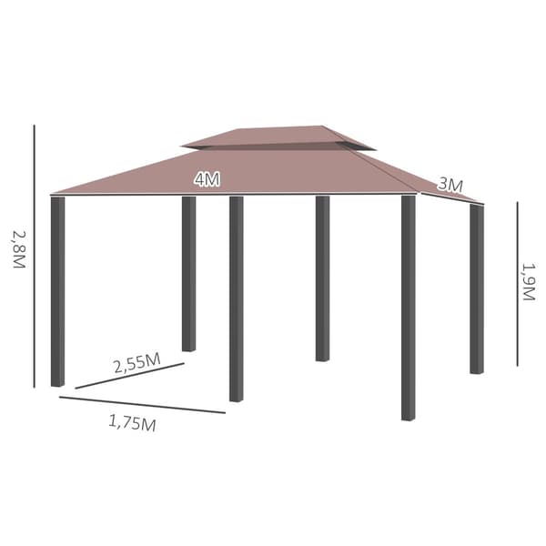 Havepavillon, 300x400x280 cm, Khaki