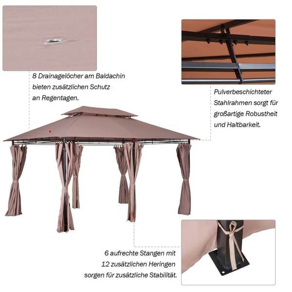 Havepavillon, 300x400x280 cm, Khaki
