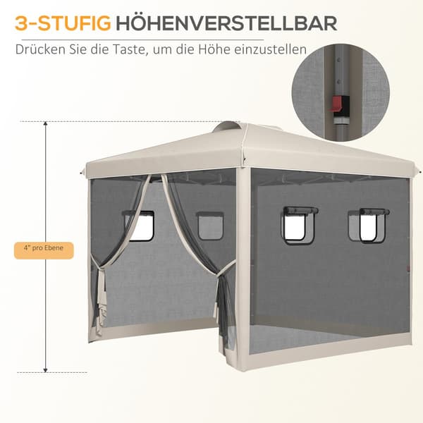 Foldbart Pavillon, 3x3m, 297x297x287 cm, Beige
