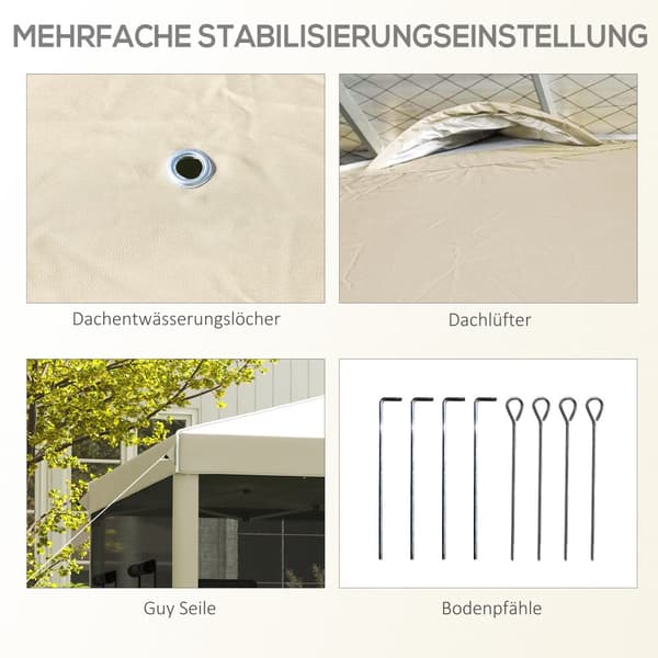 Foldbart Pavillon, 3x3m, 297x297x287 cm, Beige