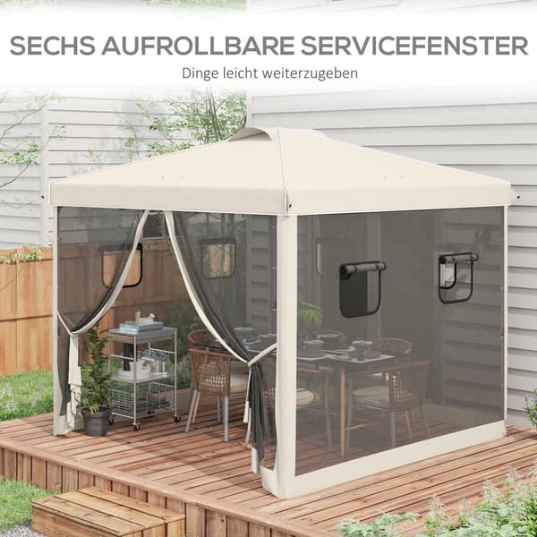 Foldbart Pavillon, 3x3m, 297x297x287 cm, Beige