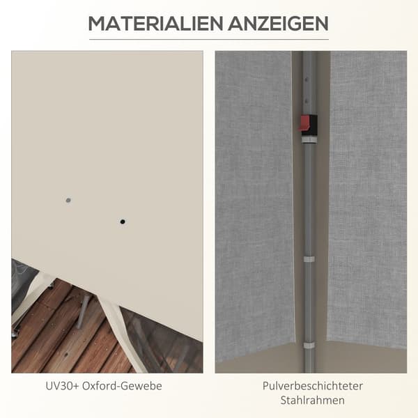 Foldbart Pavillon, 3x3m, 297x297x287 cm, Beige
