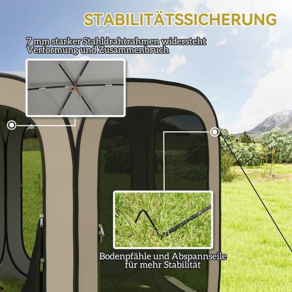 Pop-up Campingtält, 84C-646V00KK, 340x300x220 cm, Khaki