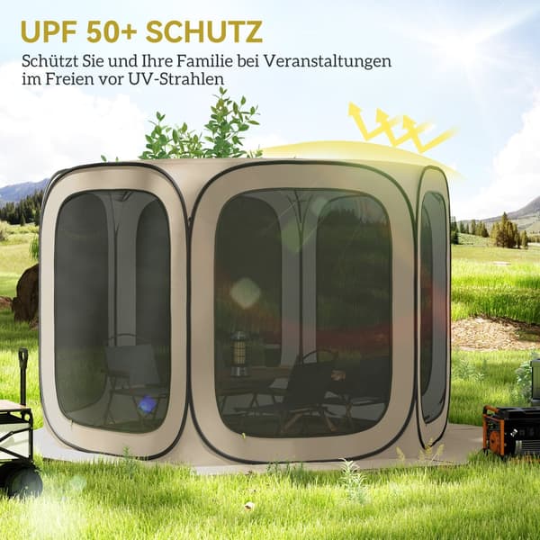 Pop-up Campingtält, 84C-646V00KK, 340x300x220 cm, Khaki