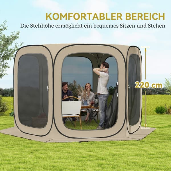 Pop-up Campingtält, 84C-646V00KK, 340x300x220 cm, Khaki