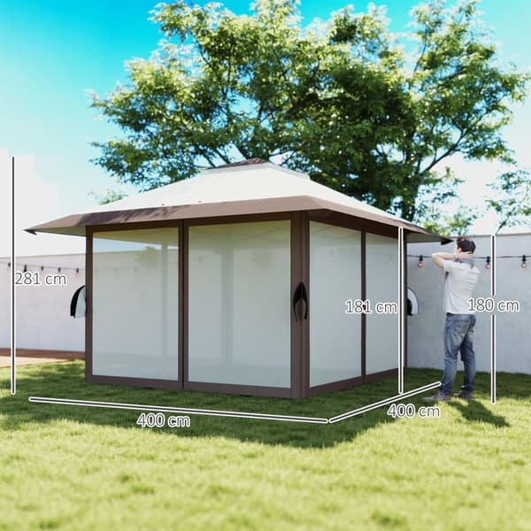 Pop-up Pavillon, 4x4m, 400x400x281 cm, Beige