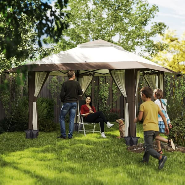 Pop-up Pavillon, 4x4m, 400x400x281 cm, Beige