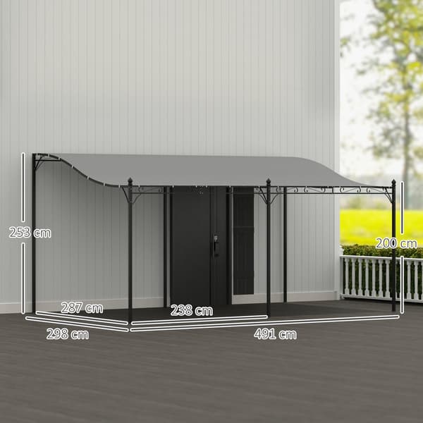 Pergola med tag, 3x5x2,5 m, Mørkegrå