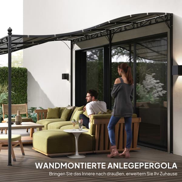 Pergola med tag, 3x5x2,5 m, Mørkegrå